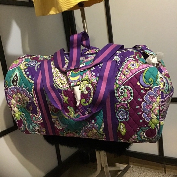 Vera Bradley Handbags - RARE Vera Bradley Round Duffel Plum Crazy Retired